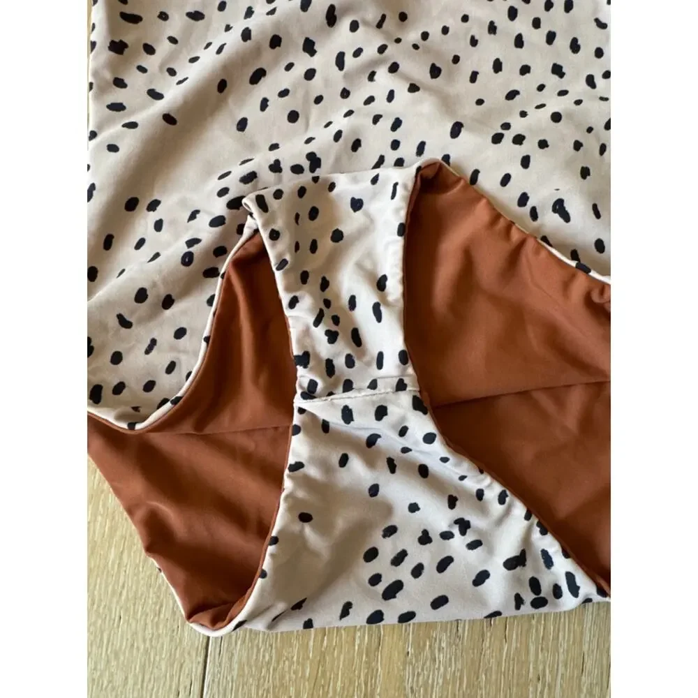 Kainani Swimwear Genevieve Reversible One Shoulder Swimsuit M Caramel Speckle